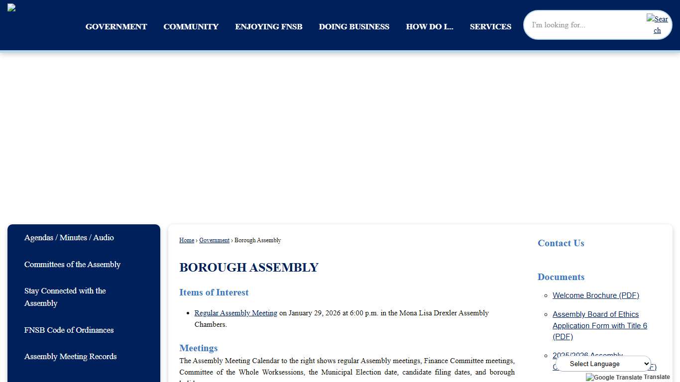 Borough Assembly Fairbanks North Star Borough, AK